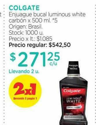 Farmacity Colgate Enjuague Bucal Luminous White Carbón oferta