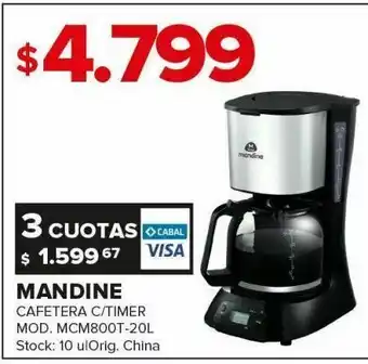 Cafetera mandine con timer