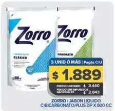 Carrefour Maxi Zorro - jabon liquido c/bicarbonato/plus dp x 800 cc oferta