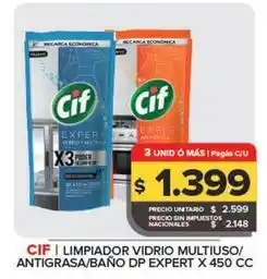 Carrefour Maxi Cif - limpiador vidrio multiuso antigrasa/baño dp expert oferta