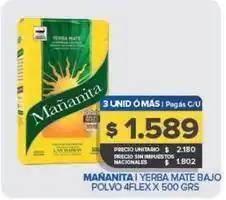 Carrefour Maxi Mañanita - yerba mate bajo polvo 4flex oferta