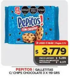 Carrefour Maxi Pepitos - galletitas c/chips chocolate oferta