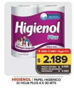 Carrefour Maxi Higienol - papel higienico d/hoja plus oferta