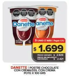 Carrefour Maxi Danette - postre chocolate con crema/ddl/pote oferta