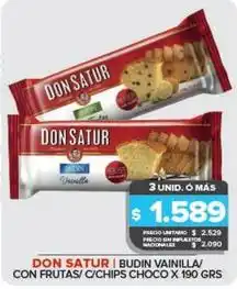 Carrefour Maxi Don satur - budin vainilla con frutas/chips choco oferta