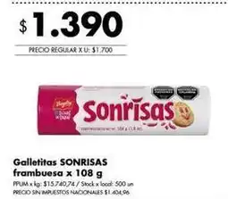 Disco Bagley - galletitas sonrisas frambuesa oferta