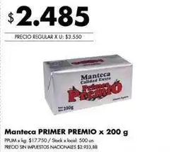 Disco Primer premio - manteca oferta