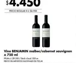 Disco Benjamin - vino malbec/cabernet sauvignon oferta