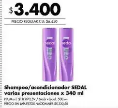 Disco Sedal - shampoo/acondicionador oferta