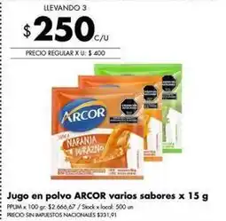 Disco Arcor - jugo en polvo oferta