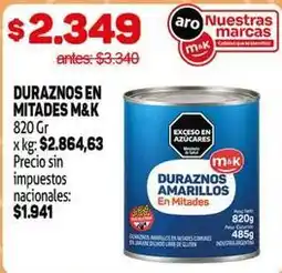 Makro M&k - duraznos en mitades oferta