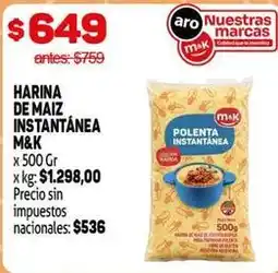 Makro M&k - harina de maiz instantánea oferta