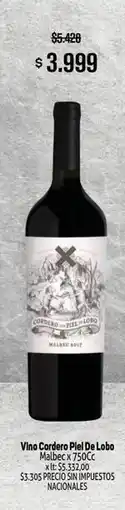 Makro Malbec - vino cordero piel de lobo x 750cc oferta