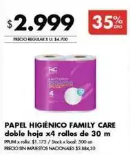 Disco Papel higiénico family care doble hoja oferta