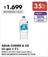 Disco Agua cuisine & co sin gas x 2 l oferta