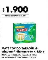 Disco Mate cocido taragüi sin etiqueta f. diamantado oferta