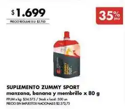 Disco Suplemento zummy sport manzana, banana y membrillo oferta