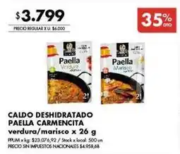 Disco Caldo deshidratado paella carmencita oferta