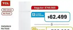 Coto Tcl - heladera no frost oferta