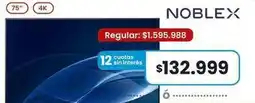 Coto Noblex - 75 4k tv oferta