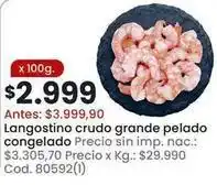 Coto Langostino crudo grande pelado congelado cod. 80592(1) oferta
