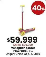Coto Paw patrol - monopatín con luz , x u. cod. 570855 oferta
