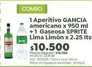 Jumbo Gancia - aperitivo americano + gaseosa lima limón oferta
