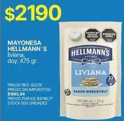 Supermercados Vea Hellmann's - mayonesa liviana oferta