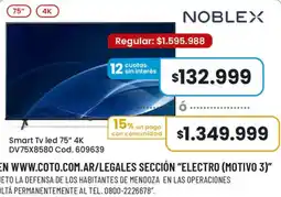 Coto Noblex smart tv led 75" 4k oferta