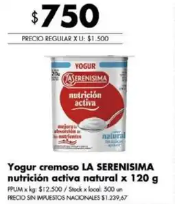 Disco La serenisima yogur cremoso nutrición activa natural oferta