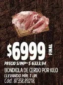 Supermercados Yaguar Bondiola de cerdo por kilo oferta