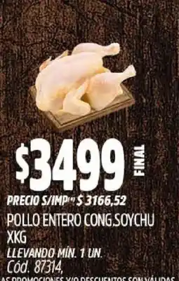 Supermercados Yaguar Pollo entero cong.soychu oferta