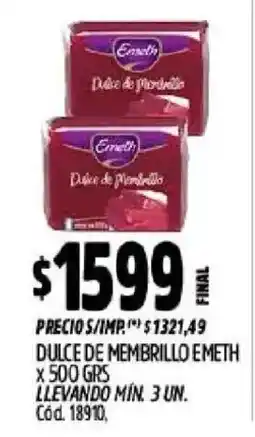 Supermercados Yaguar Emeth dulce de membrillo oferta