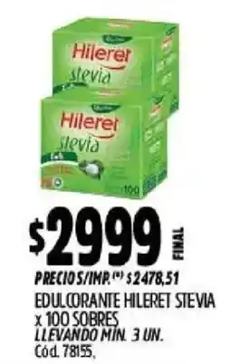 Supermercados Yaguar Hileret edulcorante stevia oferta