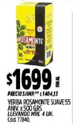 Supermercados Yaguar Rosamonte yerba suave 55 oferta