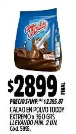 Supermercados Yaguar Toddy cacao en polvo extremo oferta