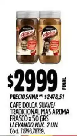 Supermercados Yaguar Cafe dolca suave/ tradicional mas aroma frasco oferta