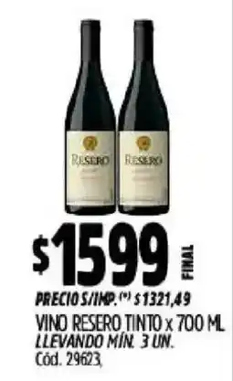 Supermercados Yaguar Resero vino resero tinto oferta