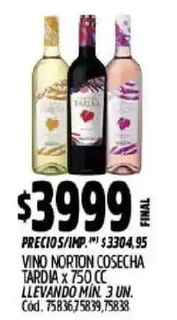 Supermercados Yaguar Norton vino cosecha tardia oferta