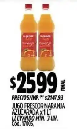 Supermercados Yaguar Frescor jugo naranja azucarada oferta