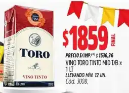 Supermercados Yaguar Toro vino tinto oferta