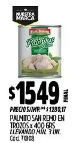 Supermercados Yaguar San remo palmitos en trozos oferta