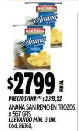 Supermercados Yaguar San remo anana en trozos oferta