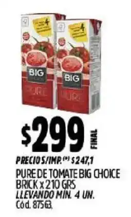 Supermercados Yaguar Big pure de tomate big choice oferta