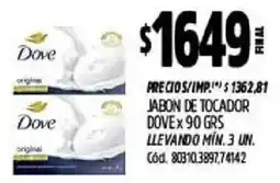 Supermercados Yaguar Dove jabon de tocador oferta