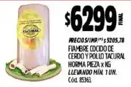 Supermercados Yaguar Tacural fiambre cocido de cerdo y pollo oferta
