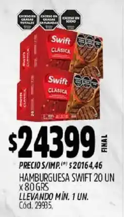 Supermercados Yaguar Swift hamburguesa clásica oferta