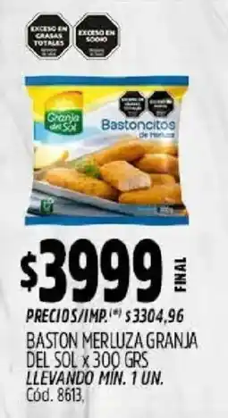 Supermercados Yaguar Granja del sol bastoncitos de merluza oferta