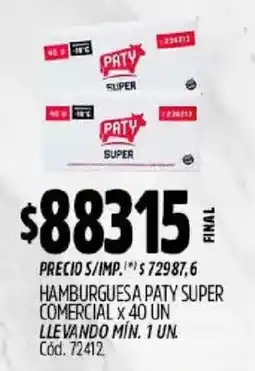Supermercados Yaguar Paty super hamburguesa oferta