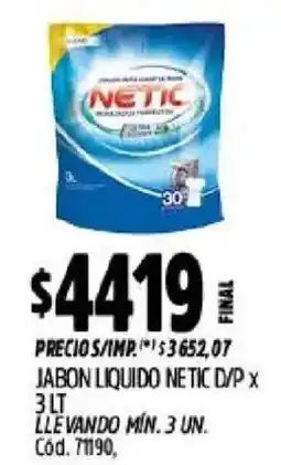 Supermercados Yaguar Netic jabon liquido d/p oferta